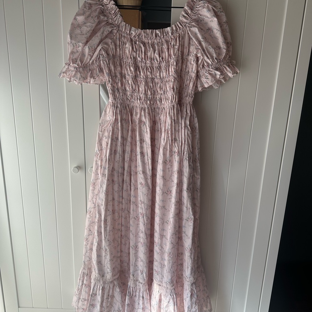 ANTONIO MELANI x Born on Fifth Pastel Floral Smocked Puff sleeve Dress - Picture 3 of 5